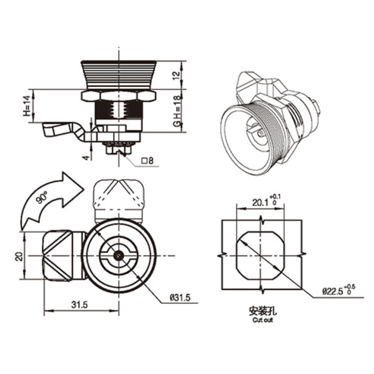 Cineál Uirlis Siemens Cam Lock-A6016
