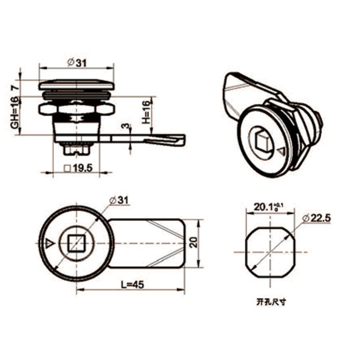 Uirlis Lid Cineál Cam Lock-A6018