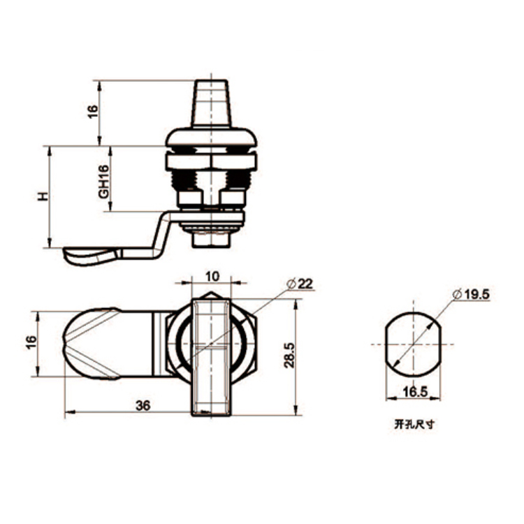 Cineál Knob Cam Lock-A6207-4